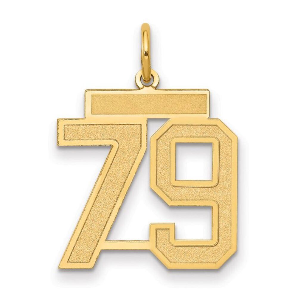 14k Yellow Gold, Jersey Collection, Medium Number 79 Pendant